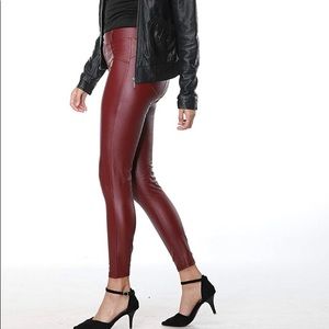 Vegan leather red leggings